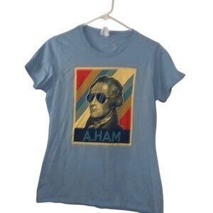 A.Ham Graphic Womens T-Shirt Port & Company Ring Spun Fan Favorite M Light Blue